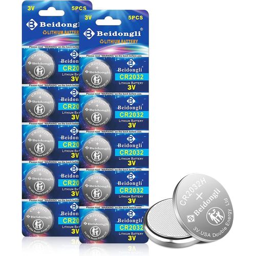 CR2032 Pile Bouton au Lithium 3V CR 2032 Pack de 8[5 Ans Garantie de Stockage] (CR2032-10p)