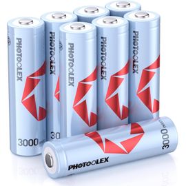 HEUE-Rechargeables Piles Aa (Lot De 8),3000Mwh Double A Pile 1,5V Lithium Aa/Hr6 Batteries Rechargeables 1600 + Cycles Haute Performance Et Longue Durée Avec Boîte De Stockage