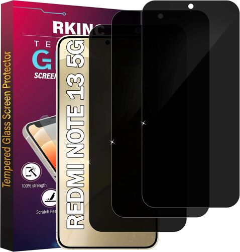 Verre Trempé Anti-Espion Pour Xiaomi Redmi Note 13 5G,[Lot De 3][Ne Prend Compatible Id D'Empreinte Digitale] Angle De Confidentialité Amélioré, Dureté 9H, Sans Bulles[Trempe10615]