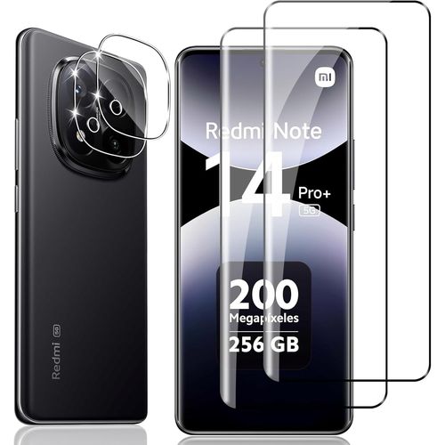 CAUC-Verre Trempé pour Xiaomi Redmi NOTE 14 Pro Plus, 2 Pièces Protection écran Film avec 2 Pièces Caméra Arrière Protecteur, Dureté 9H Film Objectif Ultra HD Vitre Trempé