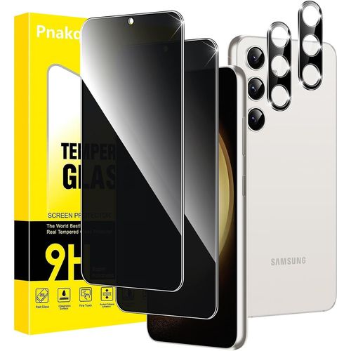 CAUC-Verre Trempé Anti Espion pour Samsung Galaxy S23 5G Protection Ecran avec Protecteur Objectif Camera,Vitre Trempe Privacy Film avec Angle de Confidentialité 28 Degrés,2+2 pièces