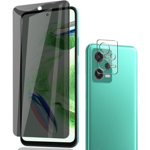 CAUC-Verre Trempé Protection Décran Pour Xiaomi Redmi Note 12 5G, Anti-Espion Protection Décran 1 Pièces + Caméra Arrière Protecteur 1 Pièces,9H Dureté Pour Redmi Note 12 5G Protection Décran