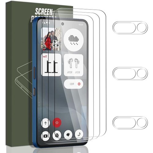 CAUC-Verre Trempé pour Nothing Phone 3A Protection écran [3 Pièces] et Nothing Phone 3A Caméra Arrière Protecteur [3 Pièces], Transparent HD/Sans Bulles, Protection écran pour Nothing Phone 3A