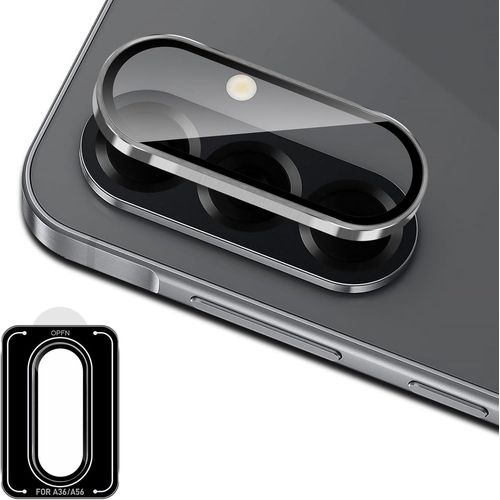 Kal-Caméra Arrière Protecteur Pour Samsung Galaxy A36/A56 5g, Individuels Métal Anneau De Lentille, Protection Objectif En Verre Trempé 9h, Hd Clair Anti-Rayures Ultra-Fin, 1 Série - Noir