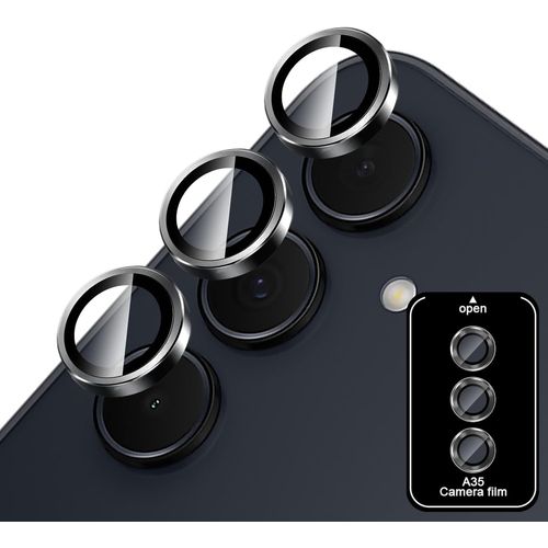 Protection Pour Objectif Arrière Samsung Galaxy A35 5g ¿ Verre Trempé 9h Anti-Rayures, Cadre Aluminium Noir Ultra Résistant