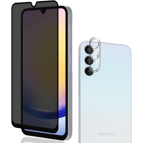 Cauc-Verre Trempé Anti-Espion Pour Galaxy A25,Film Protection Décran 1 Pièces + Caméra Arrière Protecteur 1 Pièces,9h Dureté,Anti-Rayures,Sans Bulles Pour Samsung Galaxy A25 Protection Décran