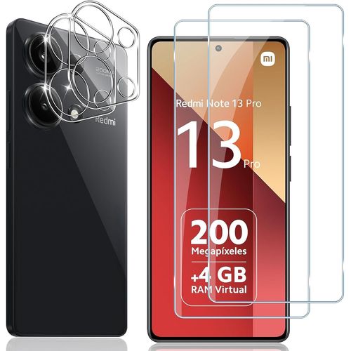 Kal-Verre Trempé Pour Xiaomi Redmi Note 13 Pro 4g, 2 Pièces Protection Écran Film Avec 2 Pièces Caméra Arrière Protecteur, Dureté 9h Film En Sans Bulles,Ultra Hd Vitre Trempé