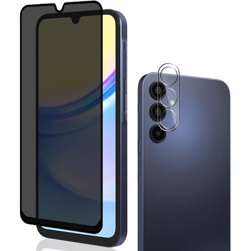 Cauc-Verre Trempé Anti-Espion Pour Galaxy A15,Film Protection Décran 1 Pièces + Caméra Arrière Protecteur 1 Pièces,9h Dureté,Anti-Rayures,Sans Bulles Pour Samsung Galaxy A15 Protection Décran