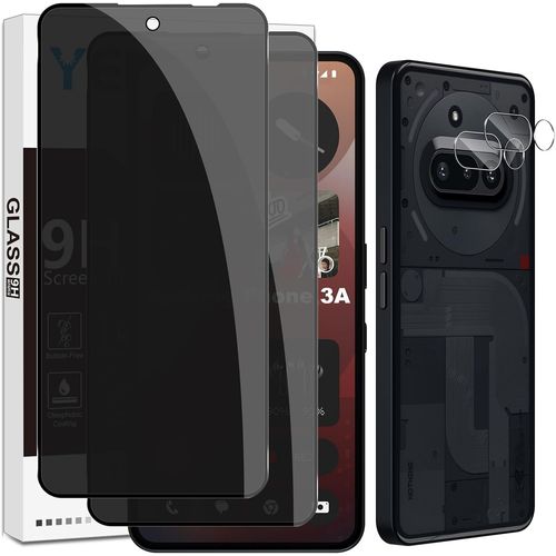 Tempered Glass For Nothing Phone 3a 5g Anti-Spy, 2 Pieces Privacy Screen Protector And 2 Pieces Rear Camera Protector, 9h Hardness Anti-Spy Film
