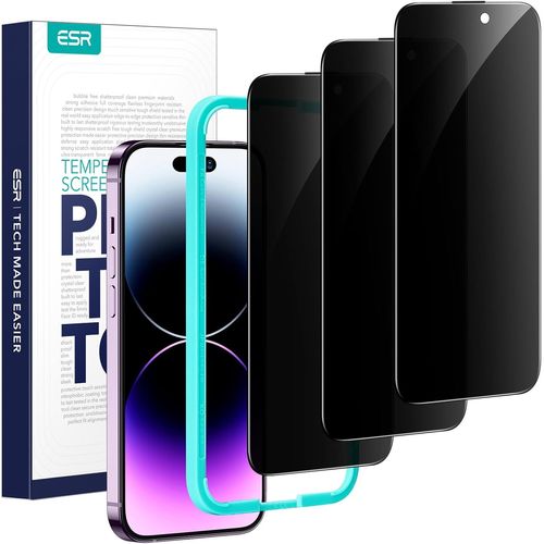 Verre Trempé Anti-Espion Pour Iphone 14 Pro, Cadre D'installation Facile, Ultra Résistant, Film Protection Écran, Anti-Rayures, Protection Militaire, Lot De 3