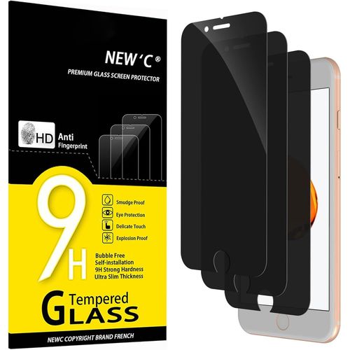 CAUC-Lot de 3, Verre Trempé Anti-Espion pour iPhone 8 Plus, iPhone 7 Plus, Angle de Confidentialité 28 Degrés Amélioré, Dureté Ultra-Résistante 9H, Sans Bulles