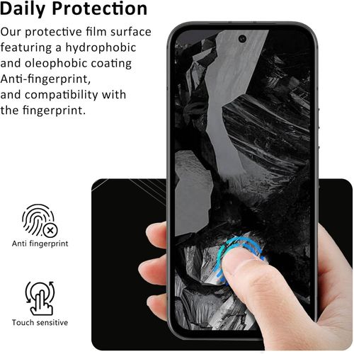 Protection D'écran Pour Google Pixel 8a 5g 6,1 Pouces,Verre Trempé 2 Pièces + Caméra Protecteur 2 Pièces,Avec Cadre D'installation 1 Pièces,Anti-Empreintes Digitales,9h Dureté,Sans Bulle