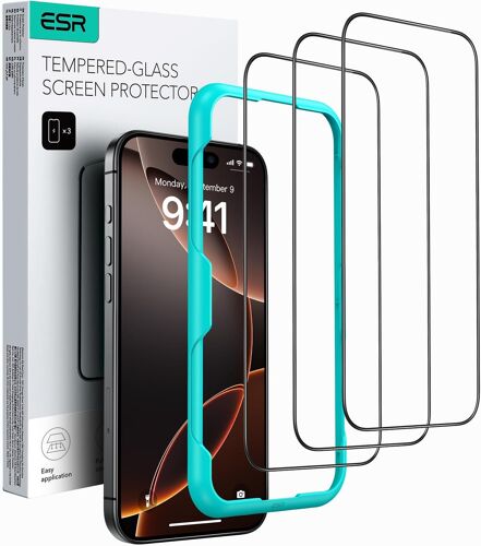 3 Pieces Tempered Glass Screen Protector For Iphone 16 Pro, Screen Protector With Easy Installation Tool, 9h Hardness, Military Quality, Hd Clear, Scratch Resistant