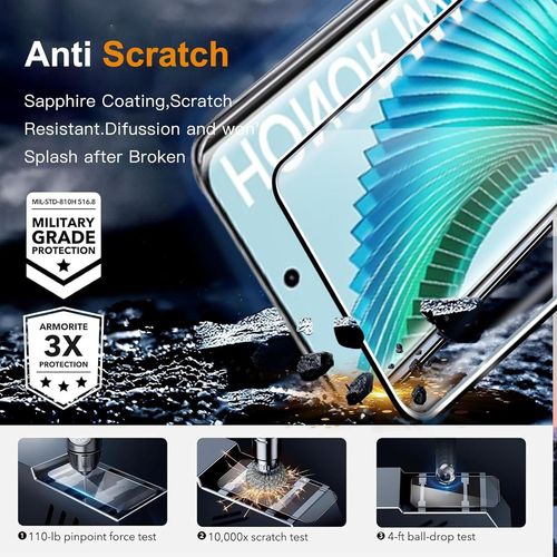 Verre Trempé Pour Honor Magic 6 Lite 5g,2 Pièces Protecteurs D'écran + 2 Pièces Caméra Arrière Protecteur, Ultra Résistant Vitre Protecteur, Clarté Hd, Sans Bulles, Anti-Rayures
