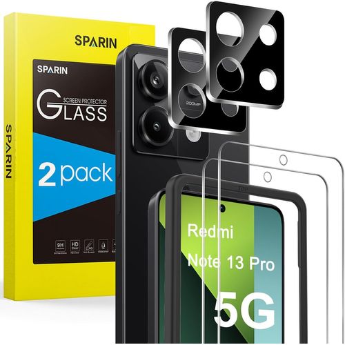2+2 Pièces Verre Trempé Compatible Avec Xiaomi Redmi Note 13 Pro 5g (No 4g), 2 Protecteurs D'écran Et 2 Caméra Protection Écran, Avec Outil D'alignement Facile, Clarté Hd, Ultra Résistant
