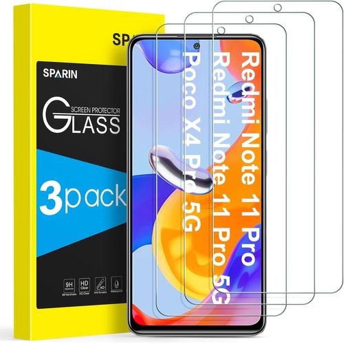 3 Pièces Verre Trempé Compatible Avec Xiaomi Redmi Note 11 Pro Et Poco X4 Pro 5g Et 11 Pro 5g 6.67 Pouces Protection Écran, Vitre Protecteur Avec Outil D'alignement Facile, 9h Dureté