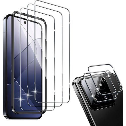 Protection Compatible Avec Xiaomi 14 Verre Trempé Avec Outil D'alignement Facile, 3 Protection Décran + 2 Caméra Protecteur, 9h Dureté Verre Protection + Caméra Protection