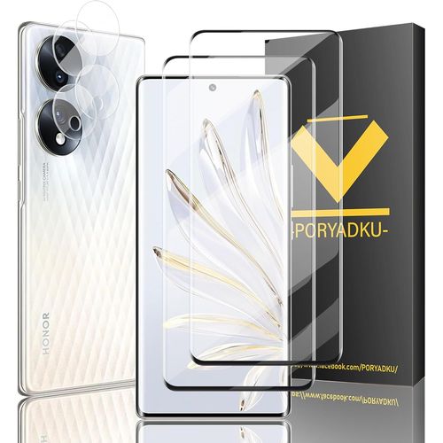 [2+2 Pièces] Verre Trempé Honor 70 Protection Ecran[6.67""]+Caméra Protecteur, Sensitive Fingerprint Touch, 3d Couverture Complète Pour Honor 70 5g Tempered Glass