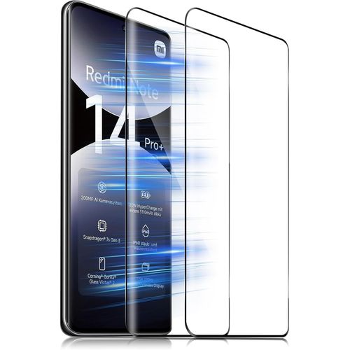CAUC-Compatible avec Xiaomi Redmi Note 14 Pro Plus 5G/Note 14 Pro+ /Note 13 Pro Plus / 13 Pro+ 5G/ Note 14 Pro 5G/POCO X7 Protection écran Fullglue, 2 Pièces Verre Trempé 3D Couverture Complète