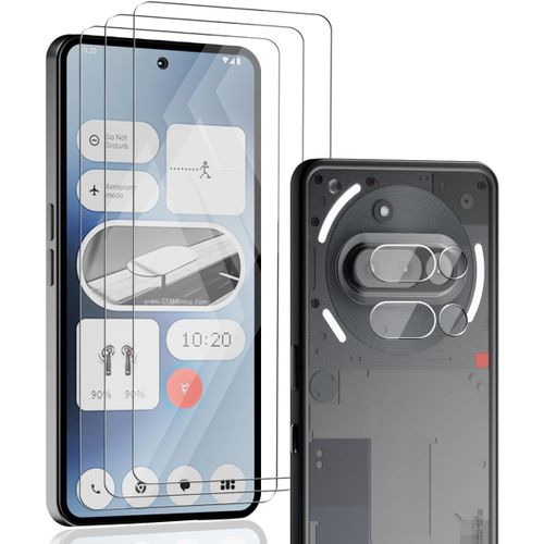 CAUC-3+2 Pièces Verre Trempé pour Nothing Phone 3a, Nothing Phone 3a Protection d'écran et Caméra Arrière Protecteur. Anti-Rayures 9H Vitre, HD protège écran pour Nothing Phone 3a
