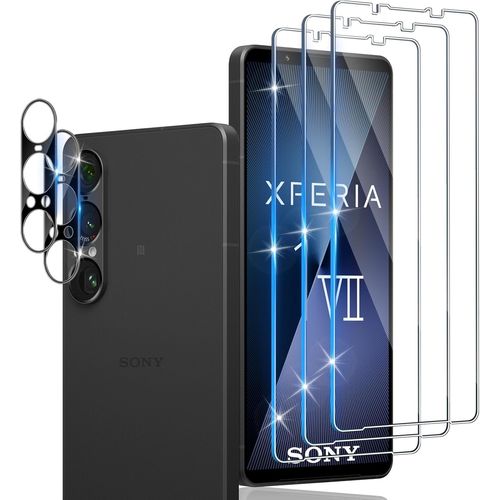 CAUC-Verre Trempé pour Sony Xperia 1 VII 5G avec Caméra Arrière Protecteur [3+2 Pièces], Sans Bulles 9H HD Ultra Résistant Film en Vitre Trempé Protecteur d'écran