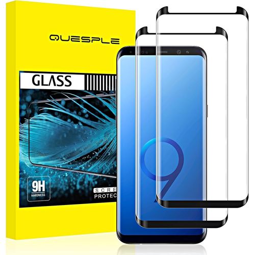 CAUC-[2 Pièces] Verre Trempé pour Samsung Galaxy S9, Haute Qualité 3D Incurvé Couverture Complète, Dureté 9H, Sans Bulles, Film Protection écran Compatible avec Samsung S9