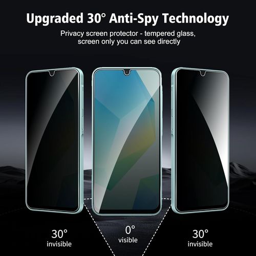 Trahoo-2 Pièces Protection Écran Verre Trempé Pour Samsung Galaxy A16 Anti-Espion Avec 2 Pièces Protecteur D'objectif De Camera, Vitre Protection Film Dureté 9h Glass, Anti Rayures