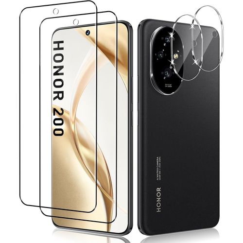 Screen Protector For Honor 200 5g, 2 Pieces Tempered Glass Film And 2 Pieces Camera Lens Protector, Hd Transparent, Anti-Scratch