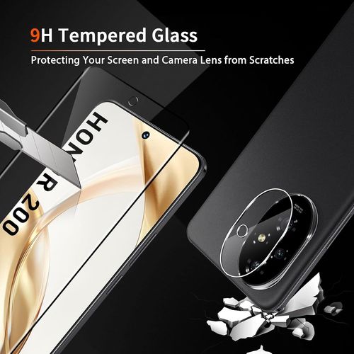 Trahoo-Protection D'écran Pour Honor 200 5g, 2 Pièces Film En Verre Trempé Et 2 Pièces Protecteur D'objectif Caméra, Transparent Hd, Anti-Rayures