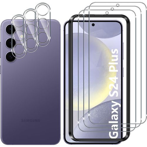 Pour Samsung Galaxy S24 Plus 5g/S24+ 5g Verre Trempé, 3+3 Pièces Protection Écran+Caméra Arrière Protecteur Film, 9h Dureté Hd Anti-Rayures Sans Bulles Protecteurs D'écran