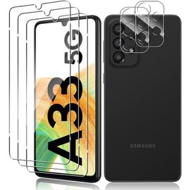 CAUC-Verre Trempé Compatible avec Samsung Galaxy A33 5G, 3 Pièces Protection Écran et 2 Pièces Caméra Arrière Protecteur, 9H Dureté Sans Bulles Ultra Résistant Protecteur D'écran
