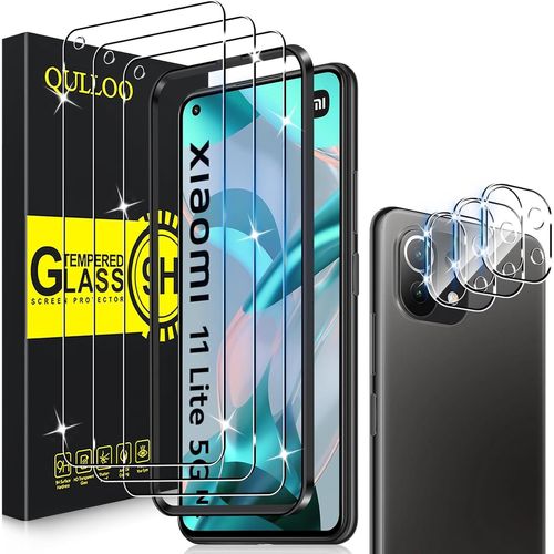 Verre Trempé Pour Xiaomi Mi 11 Lite 4g&5g/11 Lite 5g Ne [3 Pièces] + Caméra Protecteur [3 Pièces], Protecteur D'écran Ultra Résistant Dureté 9h Film Protection Écran