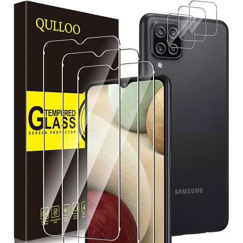 Kal-Verre Trempé Pour Samsung Galaxy A12 [3 Pièces] + Caméra Protecteur [3 Pièces], Protecteur D'écran Ultra Résistant Dureté 9h Film Protection Écran Pour Samsung Galaxy A12