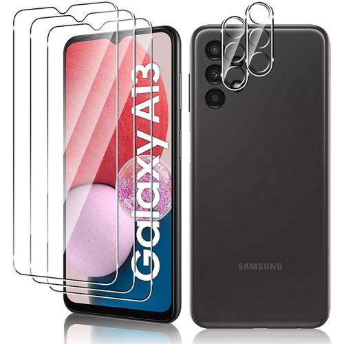 Verre Trempé Pour Samsung Galaxy A13 4g/Galaxy A13 5g, 3+2 Pièces Protection Écran Et Caméra Arrière Protecteur, 9h Dureté Anti Rayures Haute Définition Protecteur D'écran