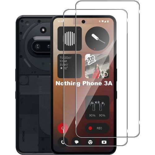 CAUC-pour Nothing Phone 3A / Nothing Phone 3A Pro Verre Trempé, 2 Pièces 9H Dureté HD Protecteurs d'écran, Anti-Rayures Sans Bulles Film Vitre Trempé Protection écran