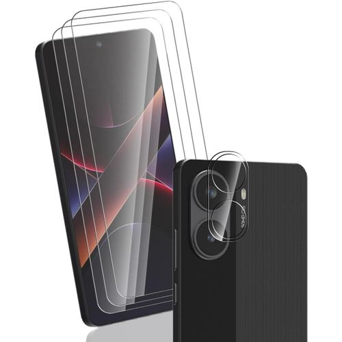 CAUC-Protection d'écran pour Xiaomi Poco X7 Pro, 3 Pièces Verre Trempé + 1 Pièces Arrière Caméra Verre Trempé, Dureté 9H Glass/Haute définitionpour Xiaomi Poco X7 Pro Protection d'écran