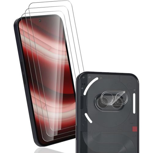 Protection D'écran Pour Nothing Phone(2a) Plus, 3 Pièces Verre Trempé + 1 Pièces Arrière Caméra Verre Trempé, Dureté 9h Glass/Haute Définition,Pour Nothing Phone(2a) Plus Protection D'écran