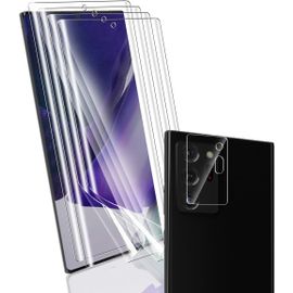 Screen Protector For Galaxy Note 20 Ultra Non-Tempered Glass,4 Pieces Flexible Screen Protector Film + 1 Piece Rear Camera Tempered Glass,High Definition For Galaxy Note 20 Ultra