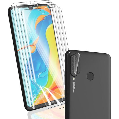 CAUC-Protection d'écran pour Huawei P30 Pro Non-Verre Trempé, 4 Pièces Protection d'écran Film Flexible + 1 Pièces Arrière Caméra Verre Trempé, Haute définition pour Huawei P30 Pro
