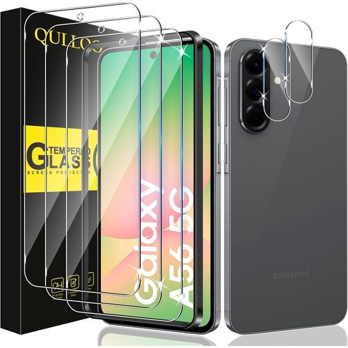 Verre Trempé Pour Samsung Galaxy A56 5g, 3 Pièces Protecteur D'écran Et 2 Pièces Caméra Arrière Protecteur, 9h Dureté Film Protection Écran Hd Clarté Anti Rayures Vitre Protection