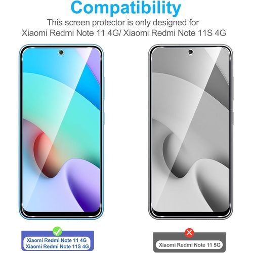 Verre Trempé [3 Pièces] Pour Xiaomi Redmi Note 11 4g,Redmi Note 11s 4g,Dureté 9h Film Protection Écran,Ultra Résistant Vitre Protecteur,Clarté Hd,Sans Bulles,Anti-Rayures