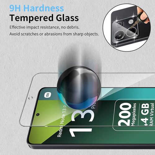 Compatible Avec Xiaomi Redmi Note 13 Pro 5g 3 Pièces Verre Trempé + 2 Pièces Caméra Arrière Protecteur, 9h Dureté Hd Sans Bulles Anti-Huile Protection Décran + Caméra Arrière Protecteur
