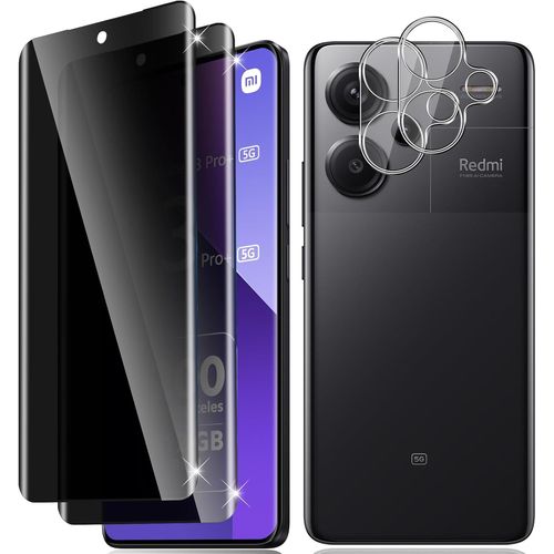 CAUC-Verre Trempé Anti Espion pour Xiaomi Redmi Note 13 Pro Plus 5G, 2+2 Pièces 3D Couverture Anti Spy Protection écran Film et Caméra Protection, 9H Dureté Résistant aux Rayures