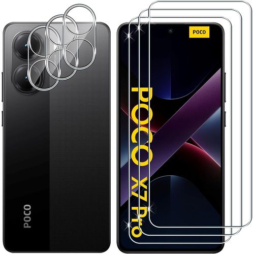 CAUC-pour Xiaomi Poco X7 Pro 5G Verre Trempé, 3+3 Pièces Protection écran + Caméra Arrière Protecteur Film, 9H Dureté HD Anti-Rayures sans Bulles Vitre Trempé Protecteurs d'écran