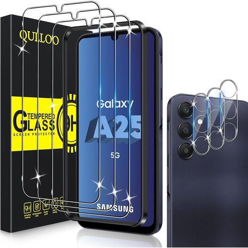 Kal-Verre Trempé Pour Samsung Galaxy A25 5g [3 Pièces] + Caméra Protecteur [3 Pièces], Protecteur D'écran Ultra Résistant Dureté 9h Film Protection Écran Hd Transparent