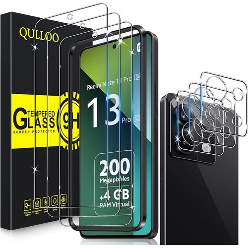 Eryi-Verre Trempé Pour Xiaomi Redmi Note 13 Pro 5g, 3 Pièces Protecteur D'écran Et 3 Pièces Caméra Arrière Protecteur, 9h Dureté Film Protection Écran Hd Clarté Anti Rayures Vitre Protection