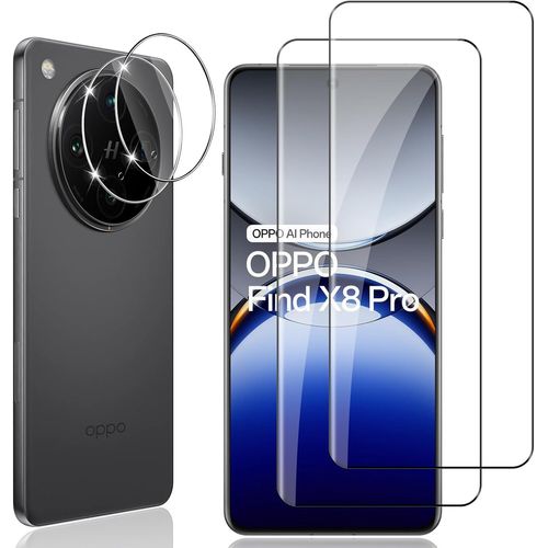 Tempered Glass For Oppo Find X8 Pro 5g, 2 Pieces Screen Protector Film With 2 Pieces Rear Camera Protector, 9h Hardness Film Lens Ultra Hd Tempered Glass