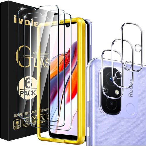 3 Pièces Film Protection Écran En Verre Trempé Pour Xiaomi Redmi 12c Avec 3 Pièces Caméra Arrière Protecteur,Outil D'installation Facile,9h Dureté,Anti-Rayures,Sans Bulles