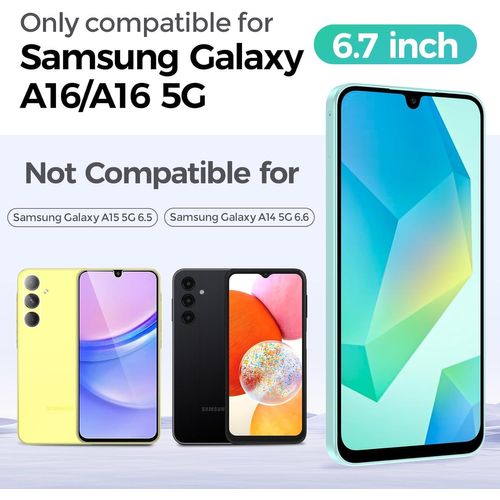Trahoo-3 Pièces Verre Trempé Pour Samsung Galaxy A16 4g/5g Avec 3 Pièces Caméra Arrière Protecteur, Ultra Résistant Film Protection Écran, Sans Bulles Film Protection Écran Avec A16 5g 6.7