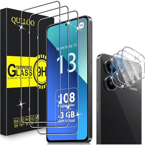 Verre Trempé Pour Xiaomi Redmi Note 13 4g [3 Pièces] + Caméra Protecteur [3 Pièces], Protecteur D'écran Ultra Résistant Dureté 9h Film Protection Écran Hd Transparent